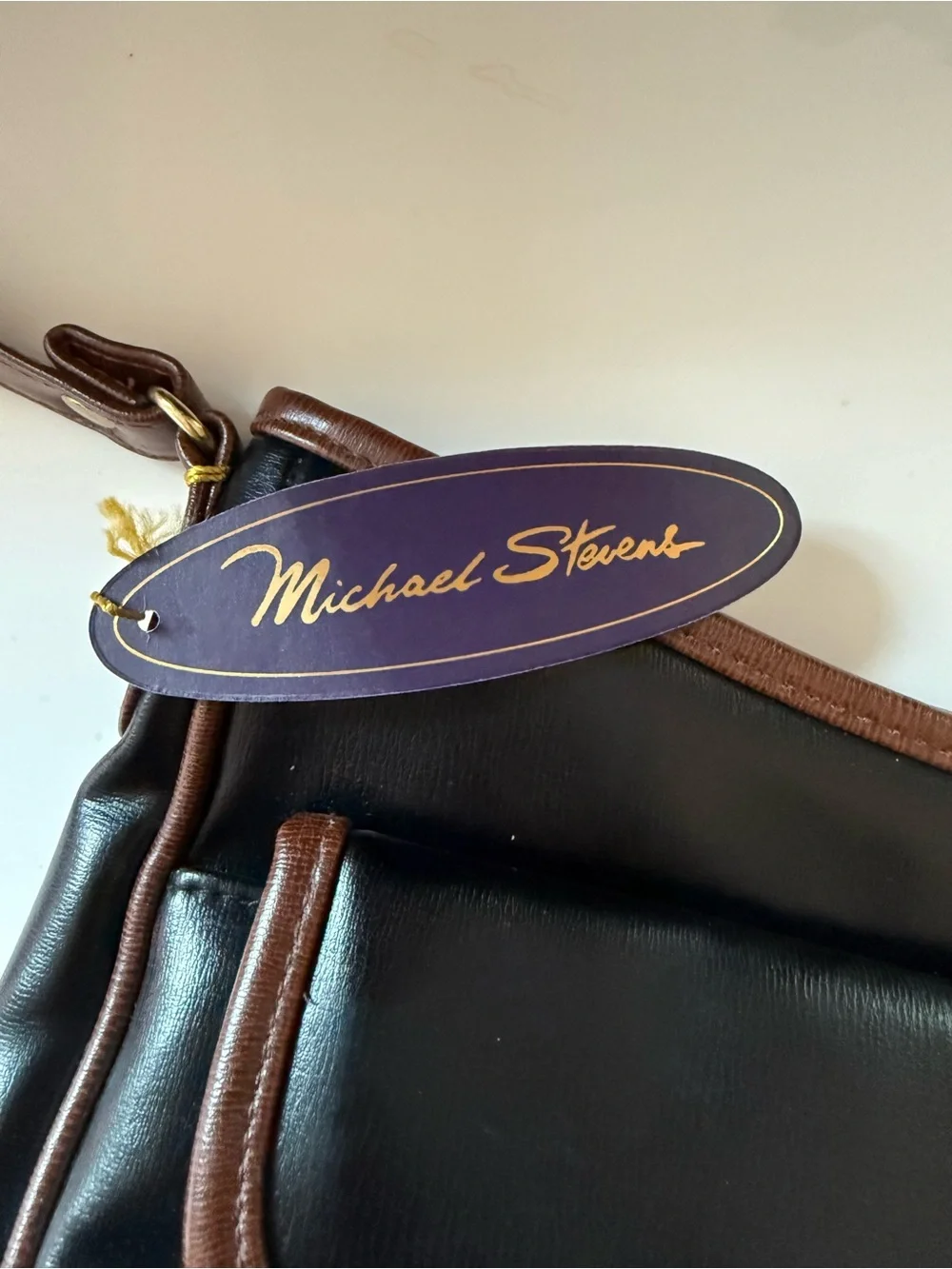 Michael‎ Stevens Vintage Shoulder Crossbody Bag Purse Black British Tan NWT